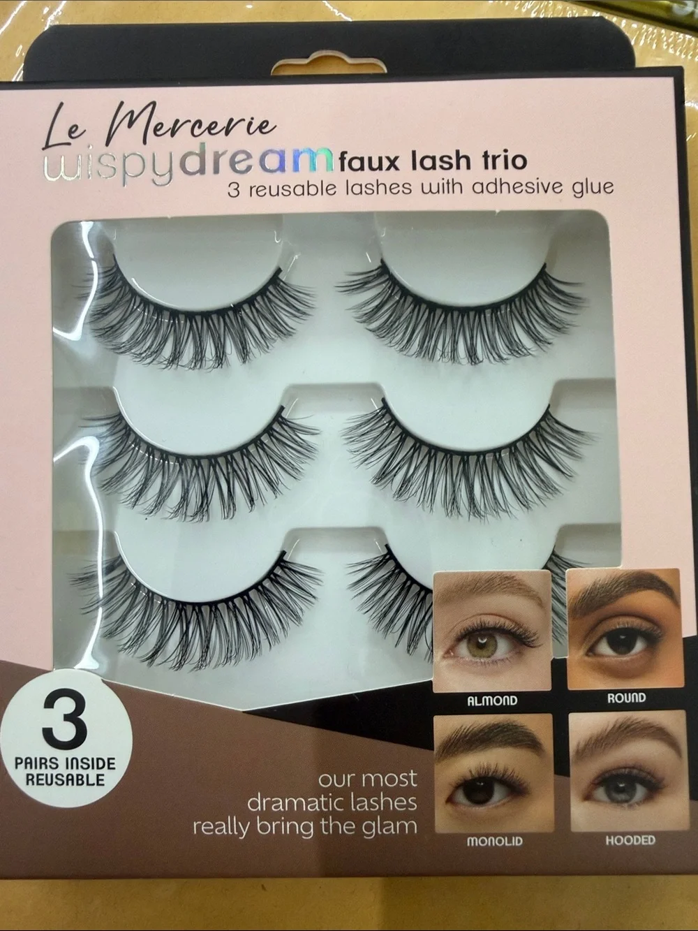 Le Mercerie Wispy Dream Faux Lash Trio 3 Pair Reusable Lashes + Glue